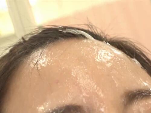 Busty Japanese teen Akari gets the cum all over her face