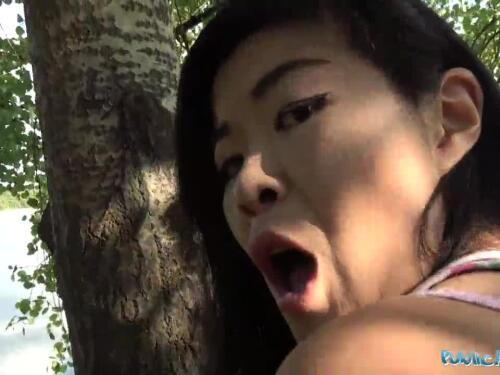 Slutty chick Aka Coliun sucks and fucks on a walk in the forest